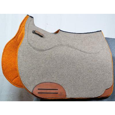 Tapis de selle grand Wool confort beige, orange double amortisseur